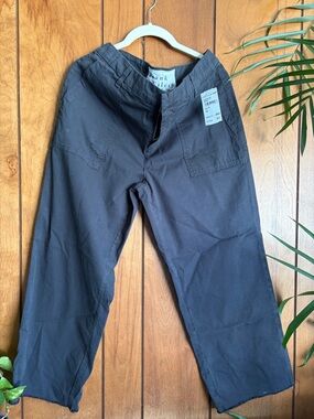 Frank & Eileen Black Cropped Wide-Leg Cargo Pants